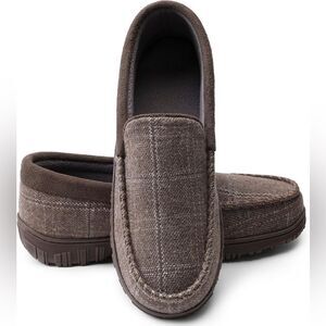 Royal Class Mens 7/8 Plaid Slip On Memory Foam Fur Indoor Outdoor Slippers NWT